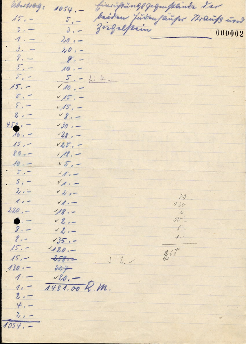 Kaufvertrag zwischen dem Finanzamt Marburg und der Gemeindeverwaltung Kirchhain, über früheres jüdisches Eigentum, 9. Januar 1941