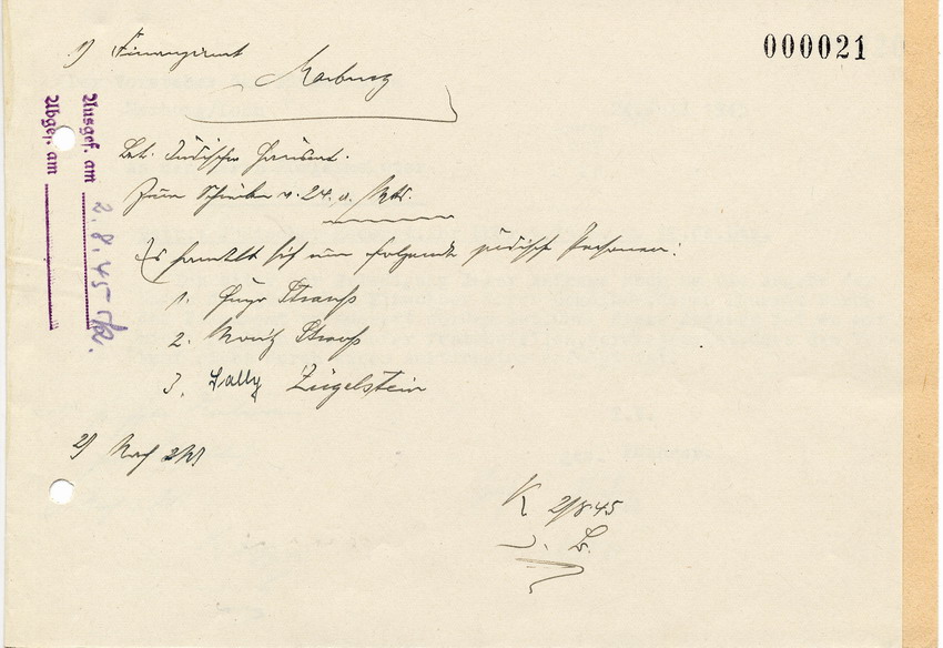 Brief des Finanzamtes Marburg an den Bürgermeister in Kirchhain, betreffend der Feststellung der Käufer von jüdischem Eigentum. 24 Juli 1945