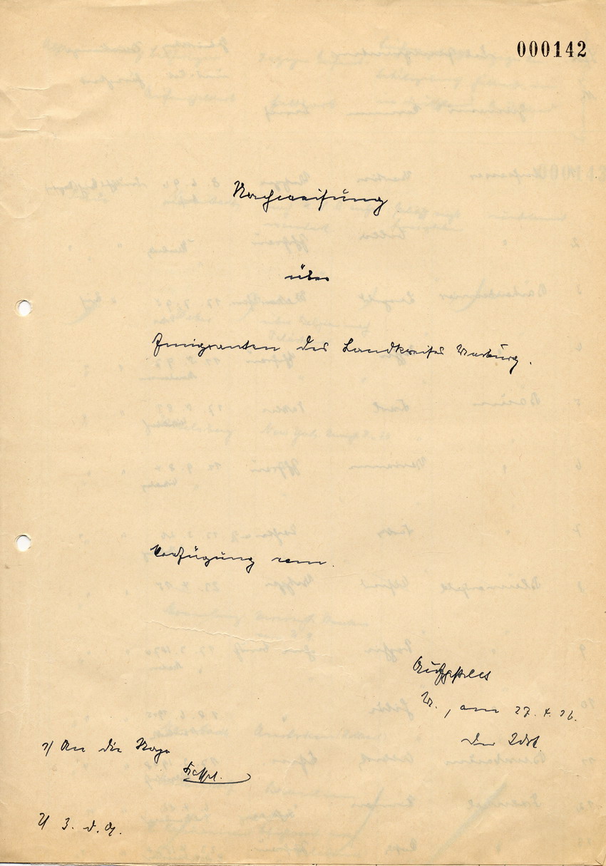 Aufstellung des Landrats in Marburg für den Polizeipräsidenten der Staatspolizeistelle in Kassel betreffend "Emigranten" im Landkreis Marburg, 27. April 1936.