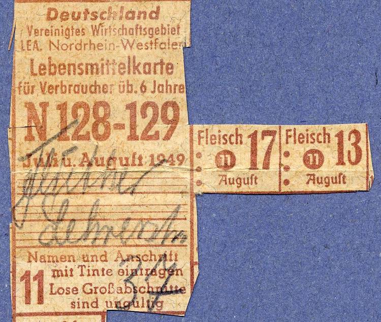 Lebensmittelkarten Nordrhein-Westfalen 1949 Bild zum Dokument Lebensmittelkarten aus der US-Besatzungszone (Groß-Hessen) 194