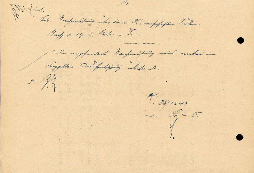 Der Landrat in Marburg an den Bürgermeister in Kirchhain, btr. Einer Nachweisung über die in Kirchhain wohnhaften Juden, 19. November 1940