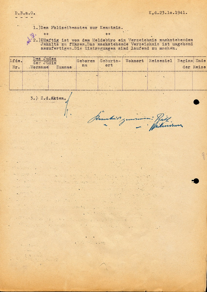Der Landrat in Marburg an den Bürgermeister in Kirchhain, btr. der "Kennzeichnung der Juden", 17. Oktober 1941