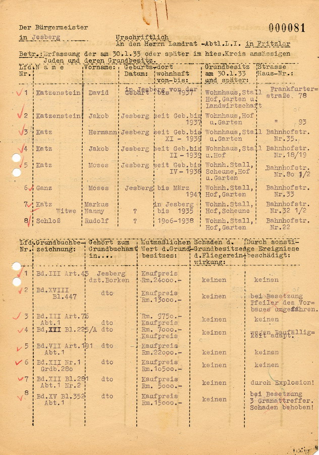 Schreiben des Regierungspräsidents in Kassel an die Oberbürgermeister und Landräte. Erhebung über ehemals jüdischen Grundbesitz, 2. Dezember 1947