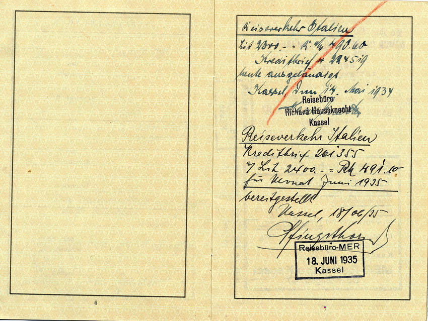 Reisepass von Paula Levy, gültig vom 14. Mai 1934 bis 13. Mai 1939.
