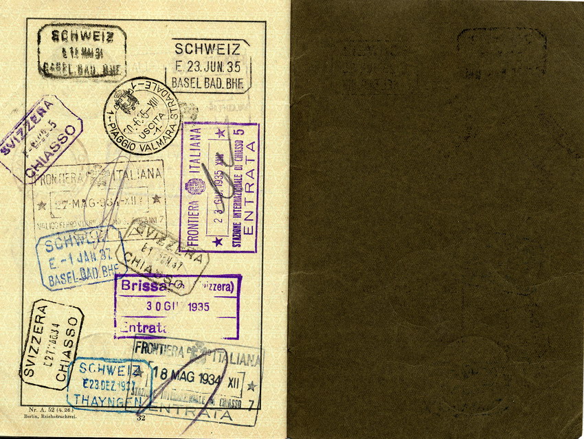 Reisepass von Paula Levy, gültig vom 14. Mai 1934 bis 13. Mai 1939.