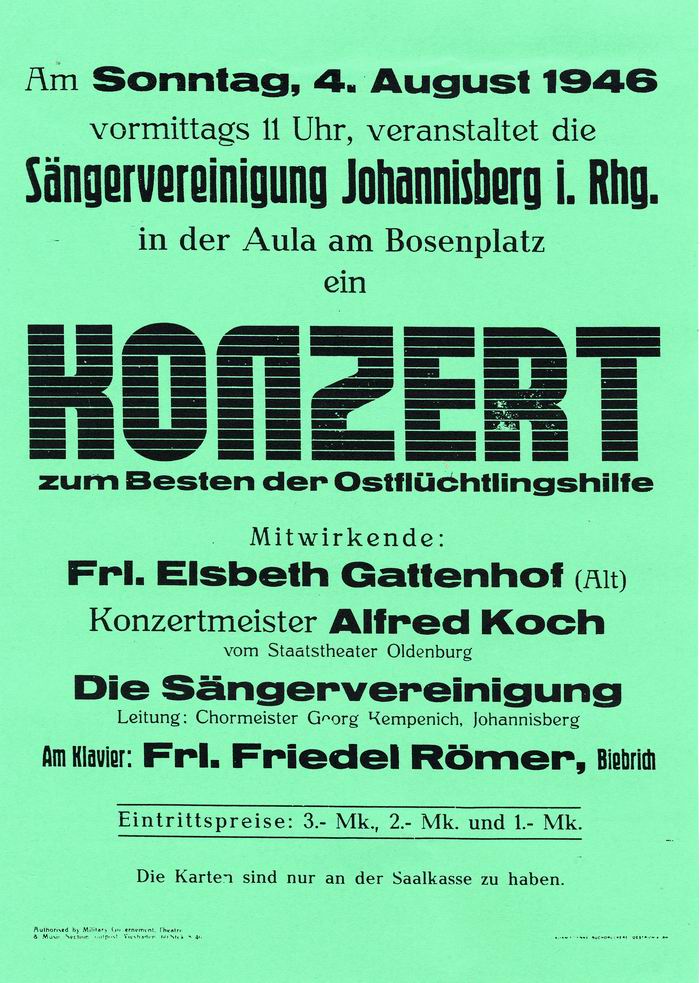 Bild zum Dokument Anschlag: "Konzert zum Besten der Ostflüchtlinge" am 4. 8. 194