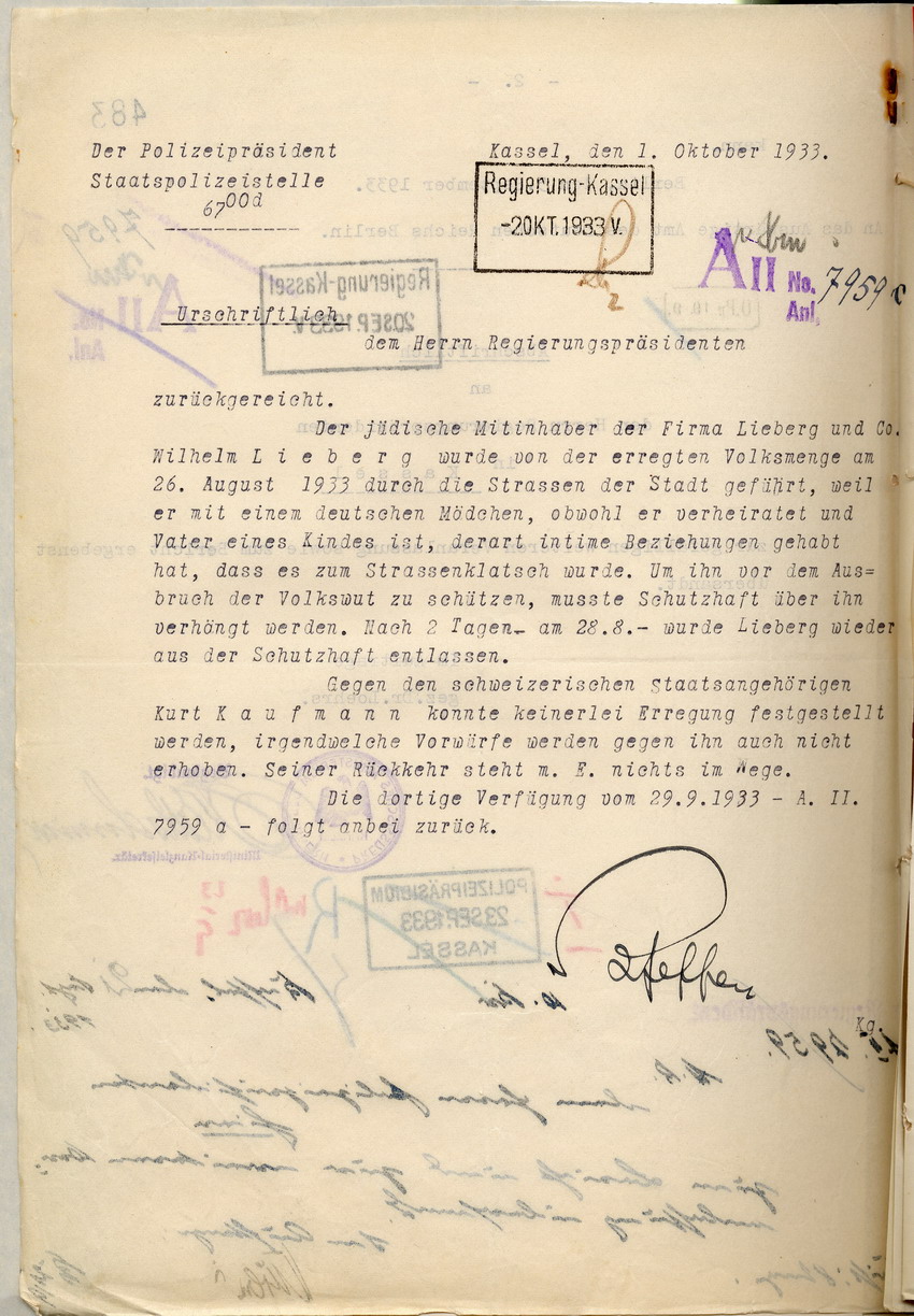 Antwort Polizeipräsident (2) Bild zum Dokument Antwort des Polizeipräsidenten auf die Anfrage der Schweizeris