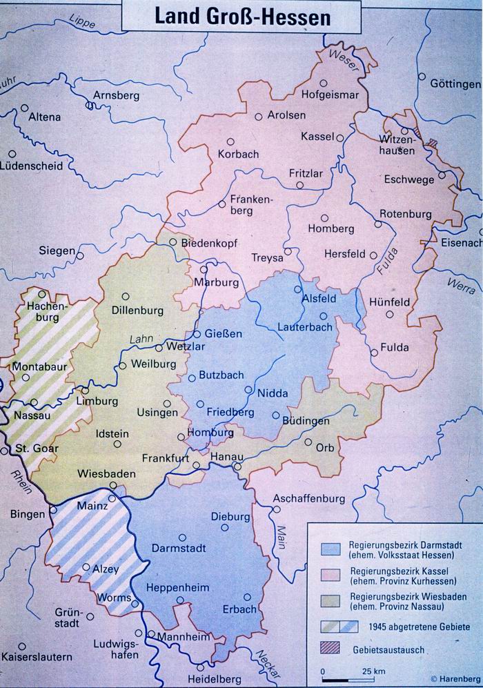 Bild zum Dokument Landkarte: Groß-Hessen mit Vorgängerterritorien