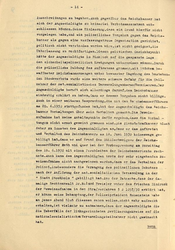 Bild zum Dokument Dienststrafsache gegen Dr. Hohenstein: Aberkennung des Ruhegeh