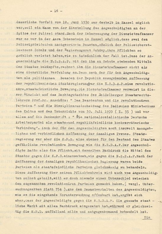 Bild zum Dokument Dienststrafsache gegen Dr. Hohenstein: Aberkennung des Ruhegeh