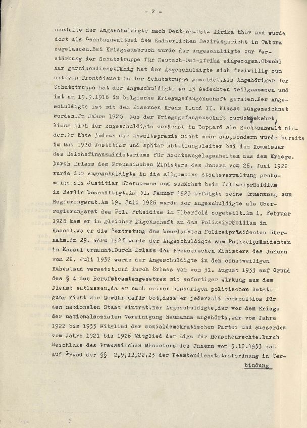 Bild zum Dokument Dienststrafsache gegen Dr. Hohenstein: Aberkennung des Ruhegeh