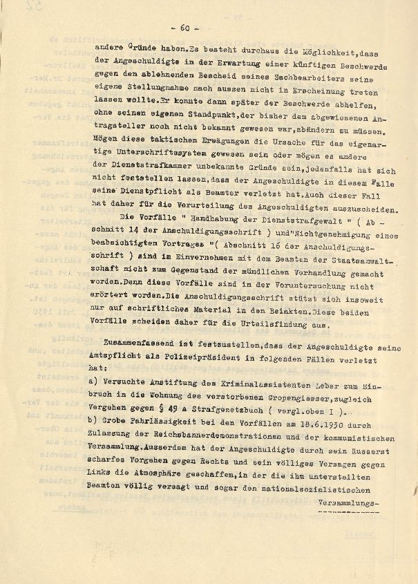 Bild zum Dokument Dienststrafsache gegen Dr. Hohenstein: Aberkennung des Ruhegeh