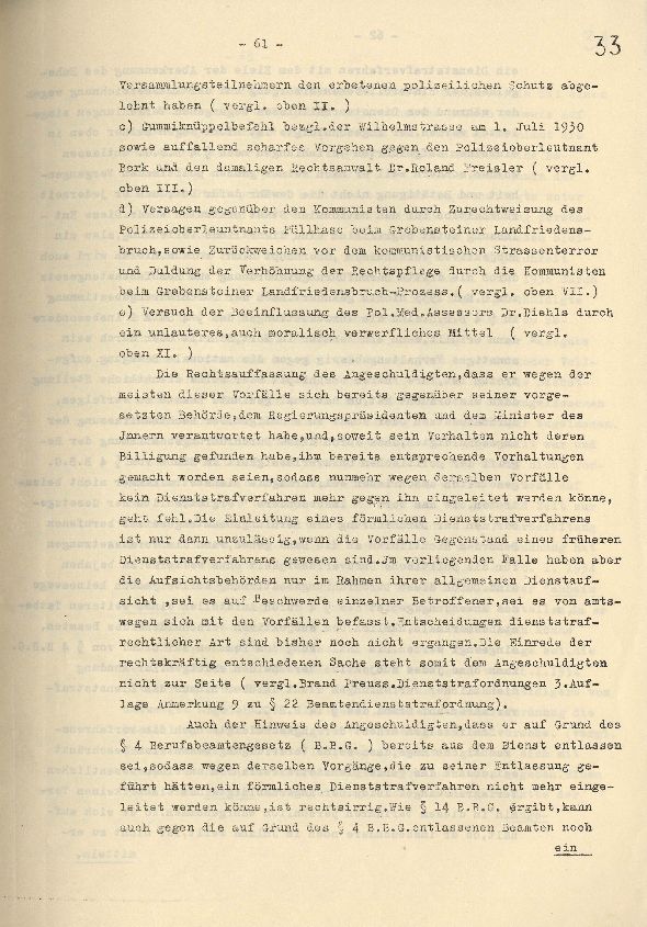 Bild zum Dokument Dienststrafsache gegen Dr. Hohenstein: Aberkennung des Ruhegeh