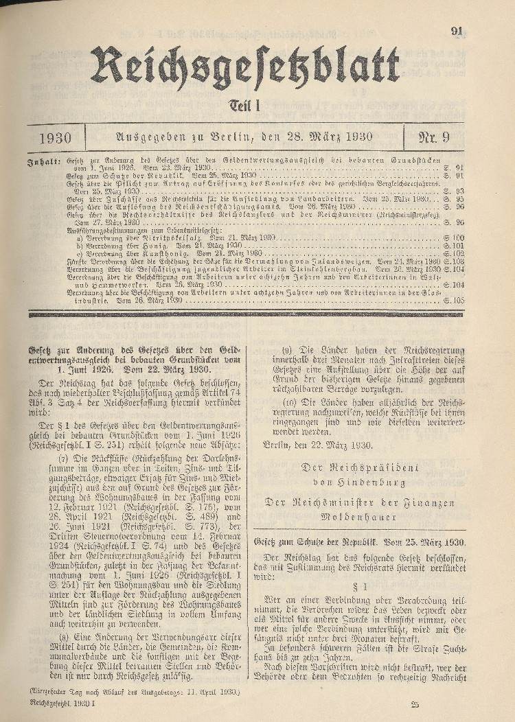 Bild zum Dokument Gesetz zum Schutze der Republik