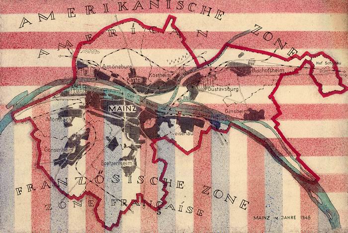 Bild zum Dokument Karte: des geteilten Mainz im Jahre 1945