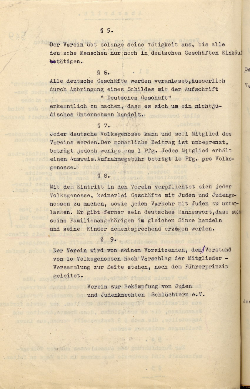 Statuten (2) Bild zum Dokument Statuten des "Vereins zur Bekämpfung von Juden und Judenknecht