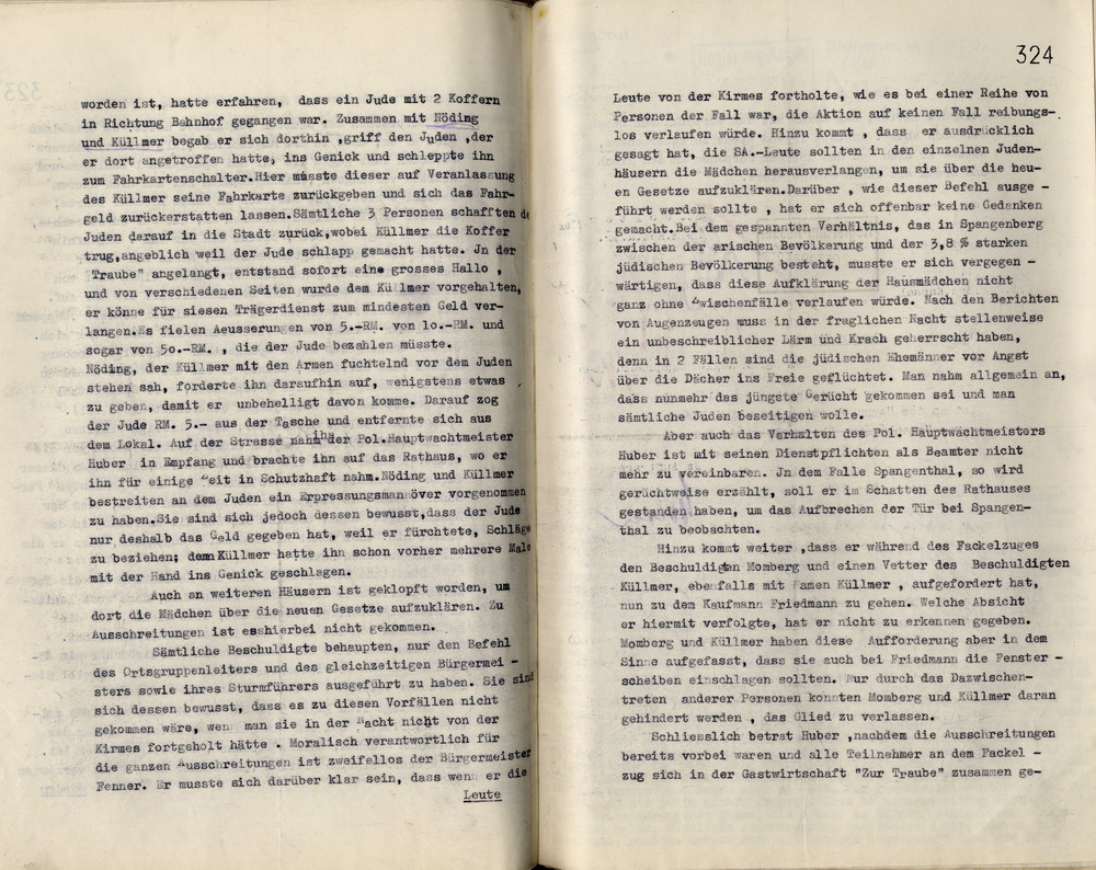 Bericht der Staatspolizeistelle Kassel über die Ausschreitungen gegen jüdische Mitbürger in Spangenberg in der Nacht vom 15. auf den 16. September 1935 mit Ermittlungsergebnissen an den Regierungspräsidenten in Kassel. Spangenberg, 30. September 1935