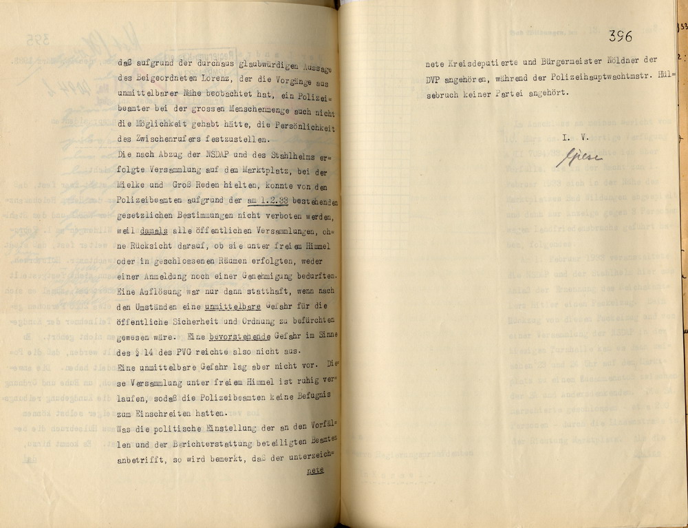 Bericht des Landrates des Kreises der Eder über Ermittlungen zu politischen Auseinandersetzungen im Rahmen einer Kundgebung am 1. Februar 1933. Bad Wildungen, 10. März 1933