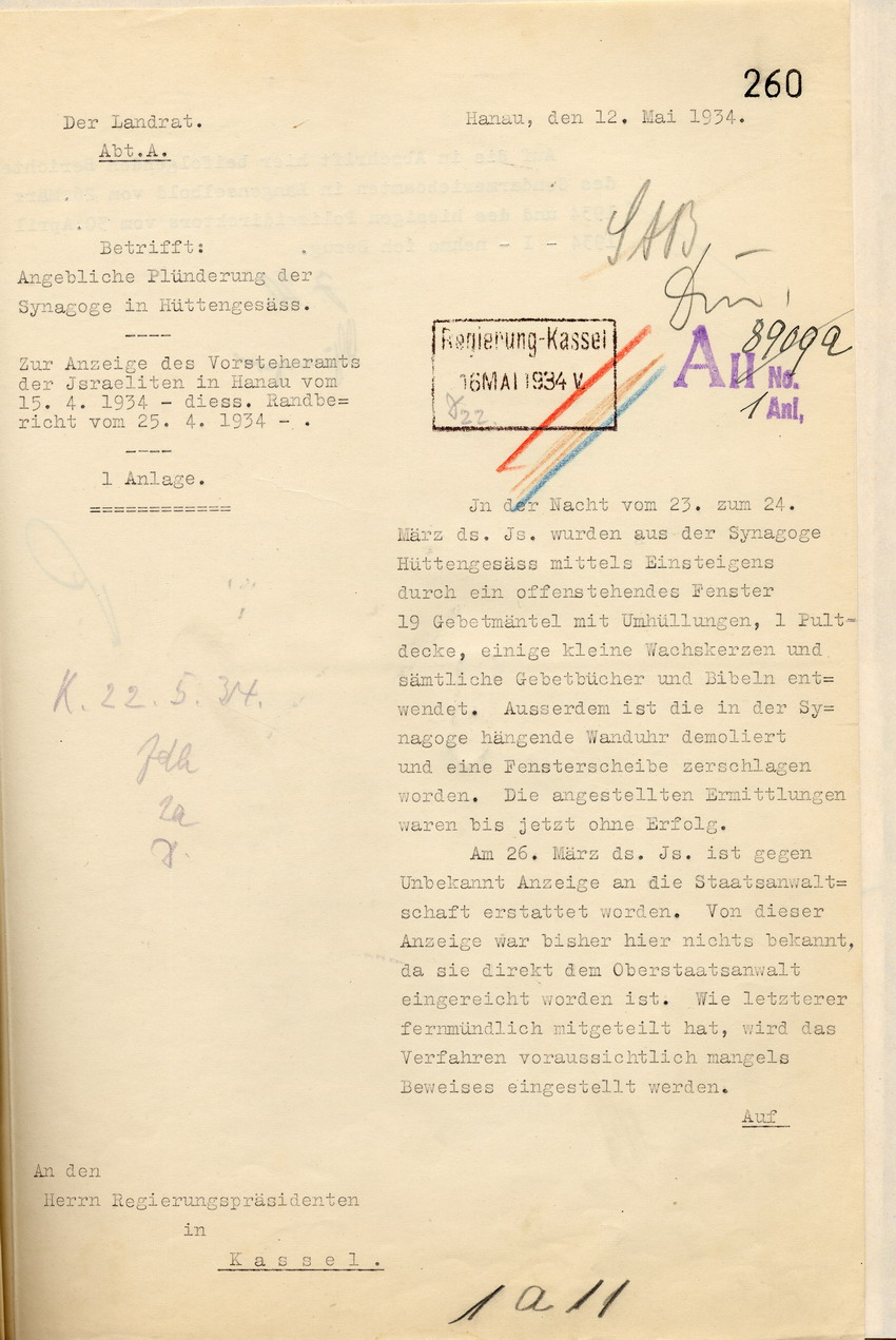 Mitteilung Landrat (1) Bild zum Dokument Mitteilung des Landrates, dass das Verfahren wegen des Einbruc