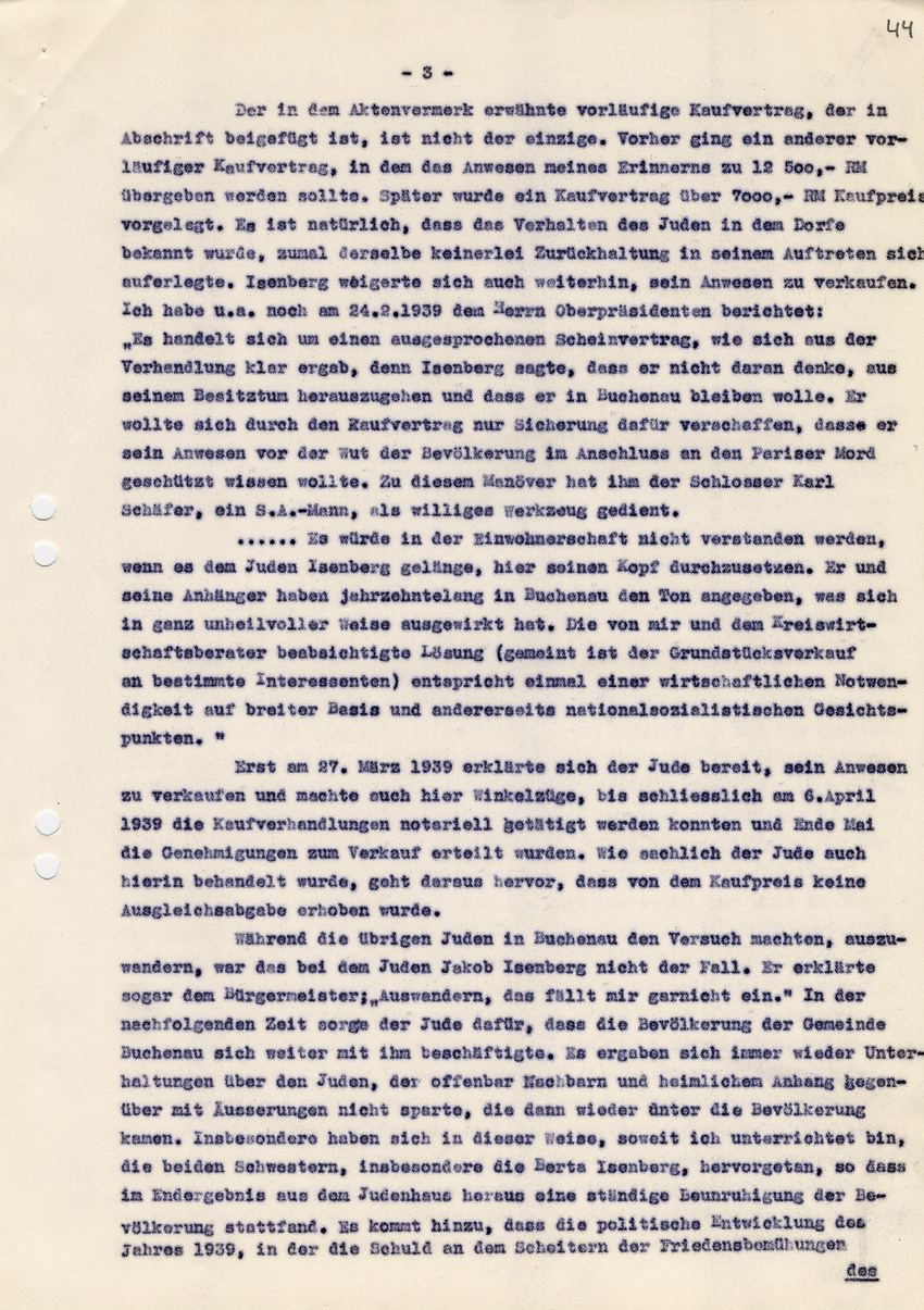 Landrat von Biedenkopf an den Oberstaatsanwalt von Marburg betreffend die "Strafsache gegen Engel u.a. wegen schweren Landfriedensbruch". Biedenkopf, 14. Februar 1940