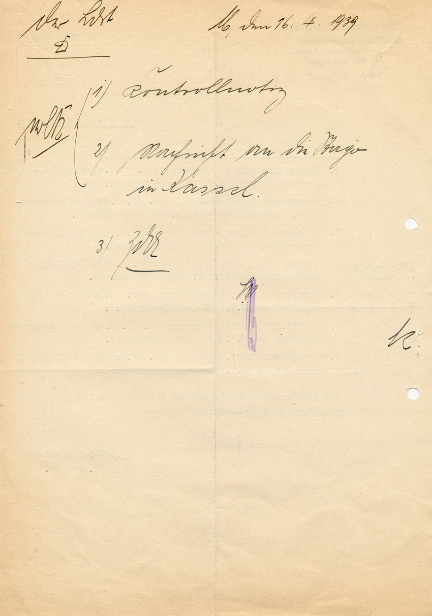 Schreiben des Gendarmerie -Posten Allendorf an den Landrat in Marburg betr. die Auswanderung und den Wegzug jüdischer Einwohner in Allendorf, 29. März 1939