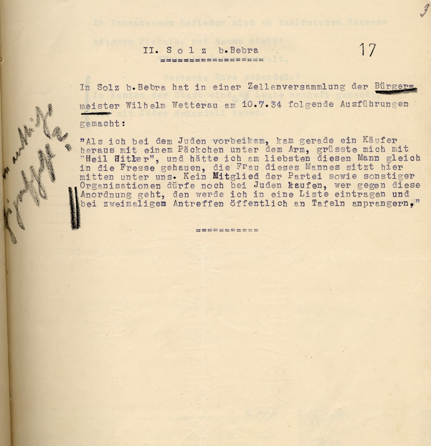 Schreiben des Rechtsanwalts Theodor Dellevie an den Regierungspräsidenten in Kassel; von Mombart, betr. antijüdische Vorfälle im Regierungsbezirk Kassel, 20. Juli 1934