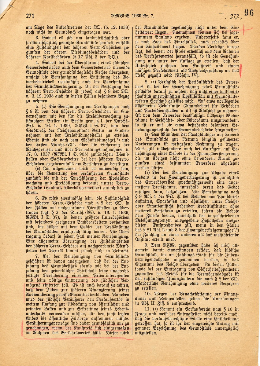 Durchführungserlass des Reichswirtschaftsministeriums betr. den Einsatz des jüdischen Vermögens, 06. Februar 1939.