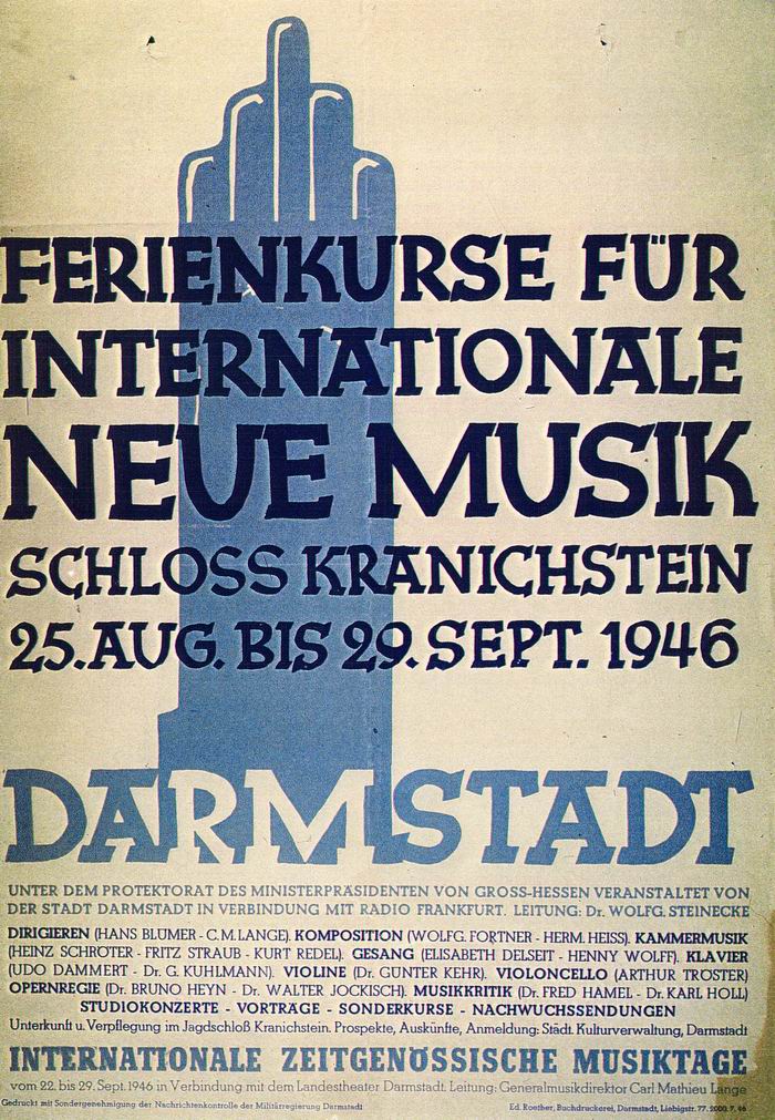 Bild zum Dokument Plakat: Ferienkurse für Internationale Neue Musik Schloss Kran