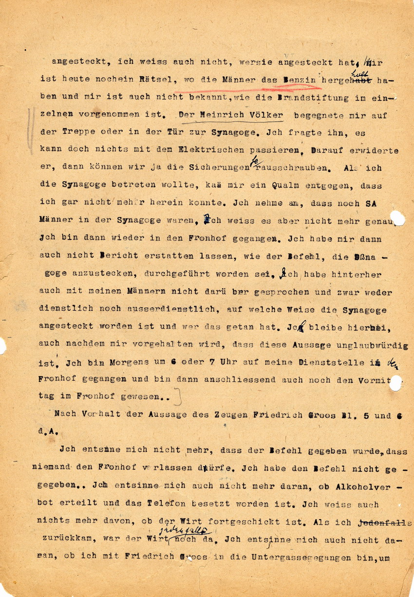 Amtsgericht Abteilung IV, Marburg an den Oberstaatsanwalt Marburg betreffend die Ermittlungssache gegen Hans Steih wegen Branstiftung. Marburg, 12., 14. und 17. Februar 1947