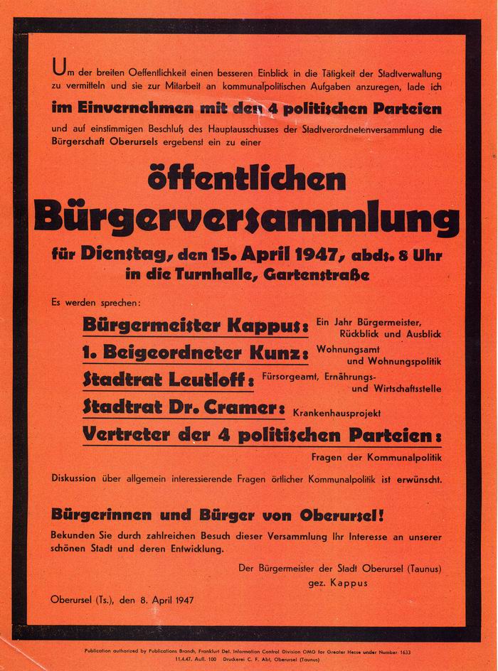 Bild zum Dokument Anschlag: "Einladung zu einer öffentlichen Bürgerversammlung"