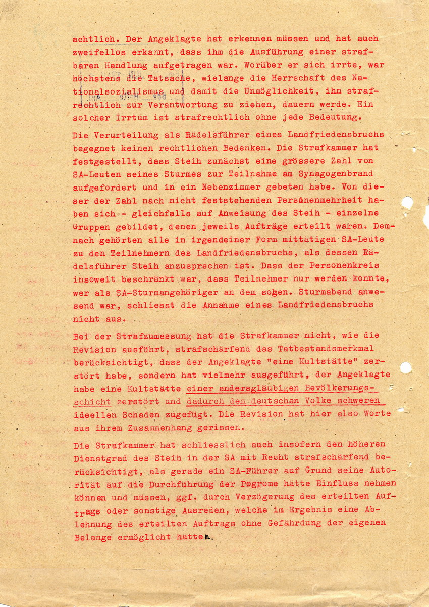 Antrag der Staatsanwaltschaft beim Vorsitzenden des Strafsenats des Oberlandesgerichtes in Kassel, den Hauptverhandlungstermin betr. die Revisionen in der Strafsache Steih festzulegen, 26. Juni 1948.