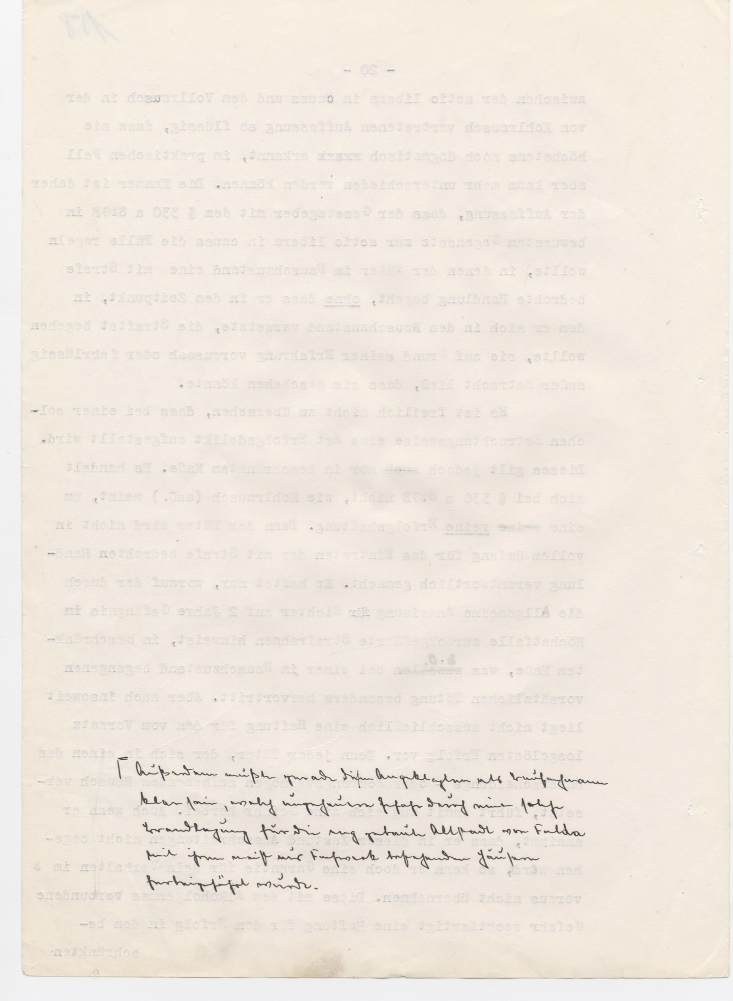 Urteil des Landgerichts Kassel in der Strafsache wegen der Brandstiftung der Synagoge in Fulda im November 1938, Fulda, 15. Juni 1950