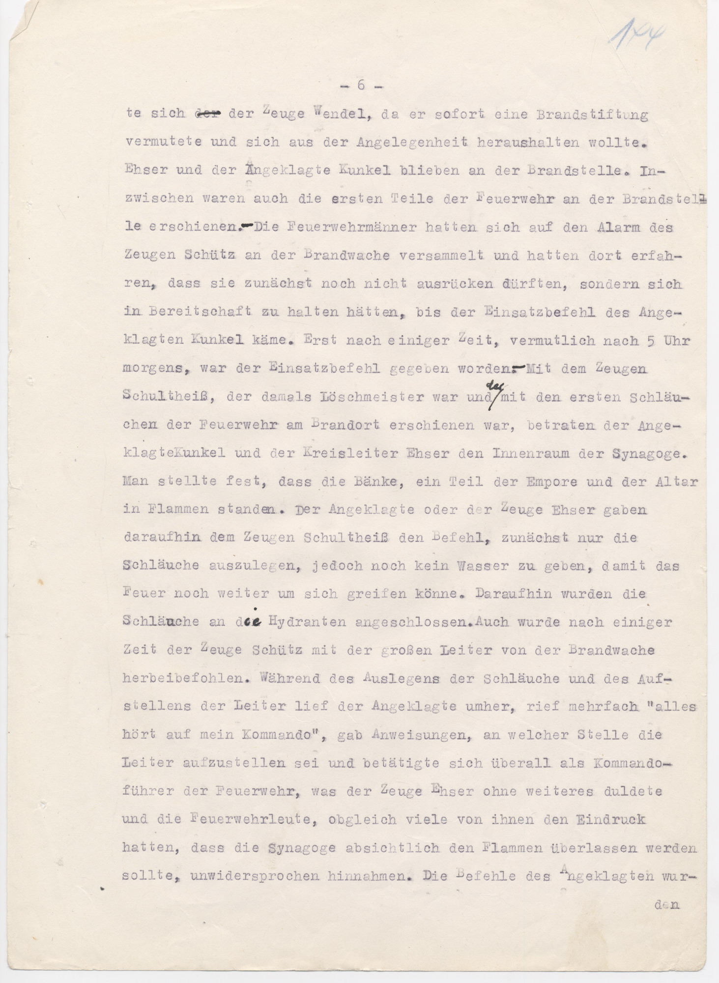 Urteil des Landgerichts Kassel in der Strafsache wegen der Brandstiftung der Synagoge in Fulda im November 1938, Fulda, 15. Juni 1950