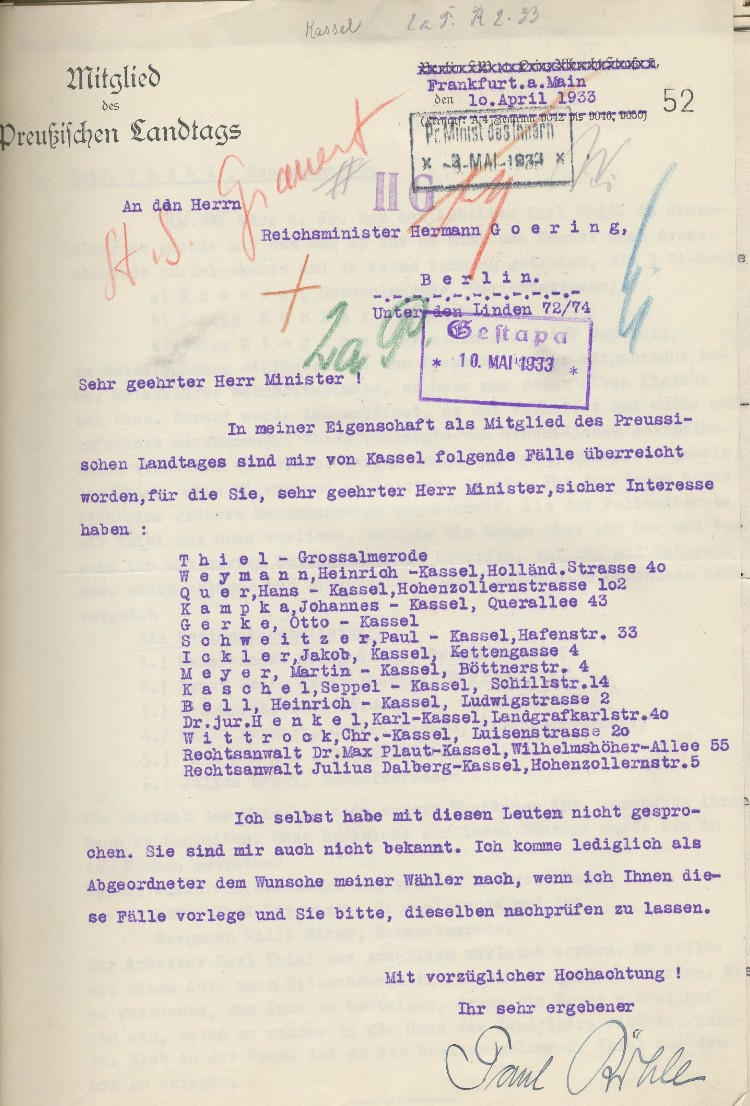 Bild zum Dokument Schreiben an Reichsminister Hermann Goering, Berlin, mit der B