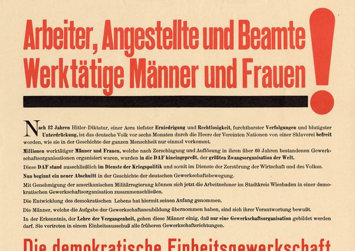 Bild zum Dokument Anschlag: "Die demokratische Einheitsgewerkschaft" in Wiesbade