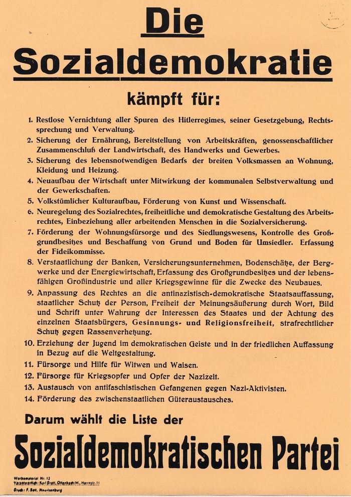 Bild zum Dokument Flugblatt: "Die Sozialdemokratie kämpft für..."