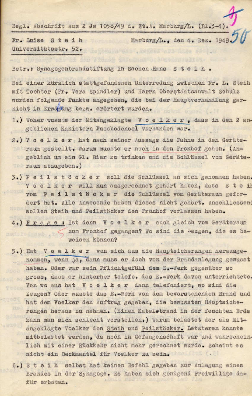 Hinweis darauf, dass Kurt Stollberg aus russischer Gefangenschaft zurück ist
(Protokoll vom 04.12.1949)