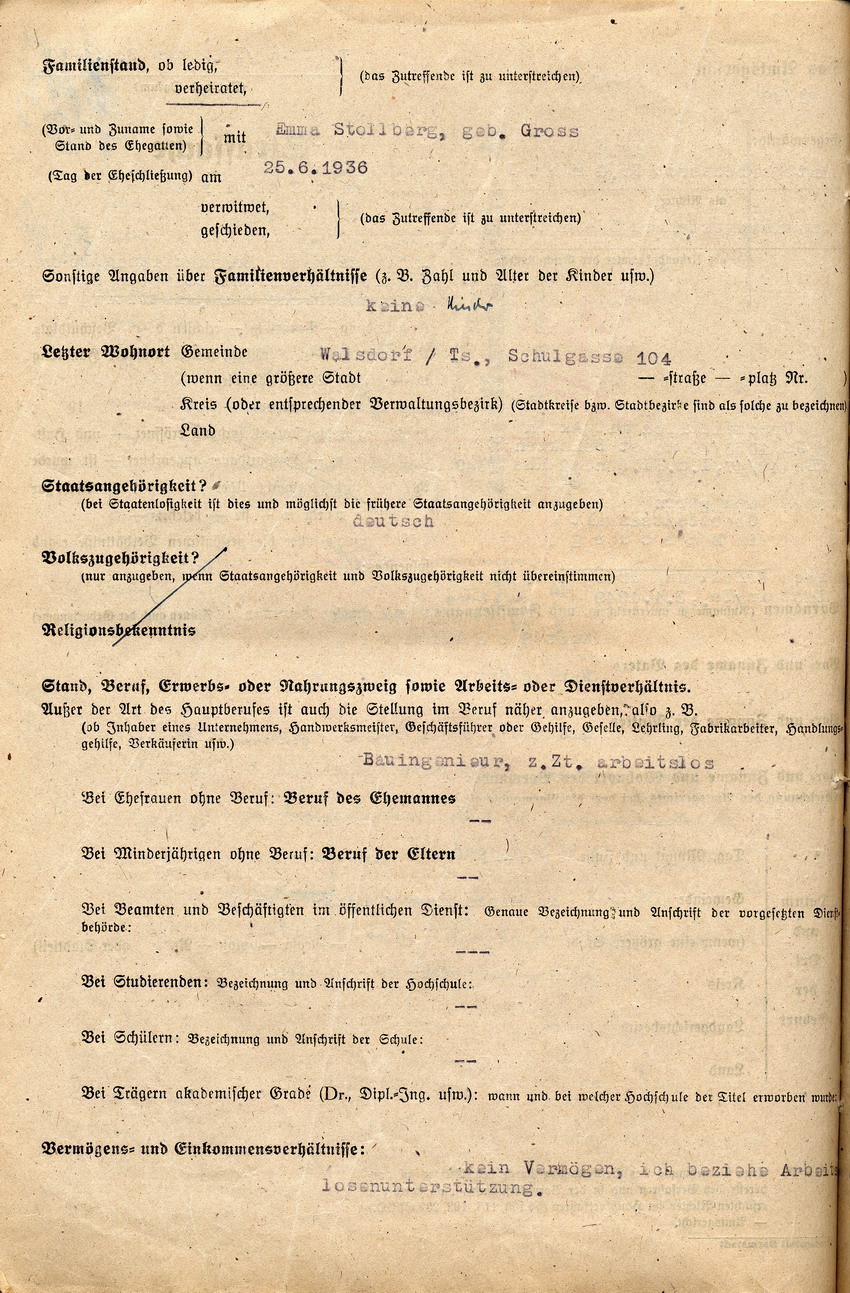 Erste Vernehmung des Beschuldigten Stollberg vom 03.01.1950