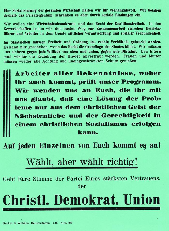 Bild zum Dokument Flugblatt der CDU an den "Deutschen Arbeiter"