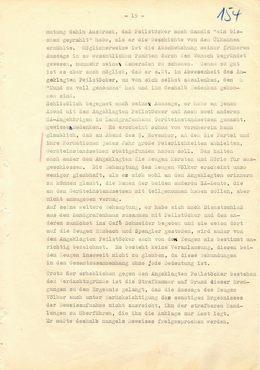 Verfahren betr. Synagogenbrandstiftung Marburg.
Urteil der Strafkammer III des LG Marburg vom 11. August 1950 gegen Stollberg und Peilstöcker  
Teil 3