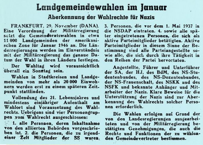 Bild zum Dokument Zeitungsmeldung über die Ankündigung von "Landgemeindewahlen i