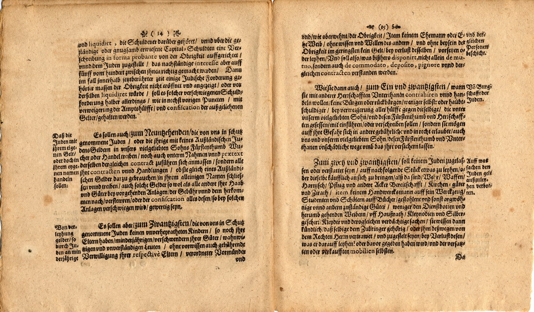 Judenordnung aus dem Jahr 1646 von Amalie Elisabeth Landgräfin zu Hessen