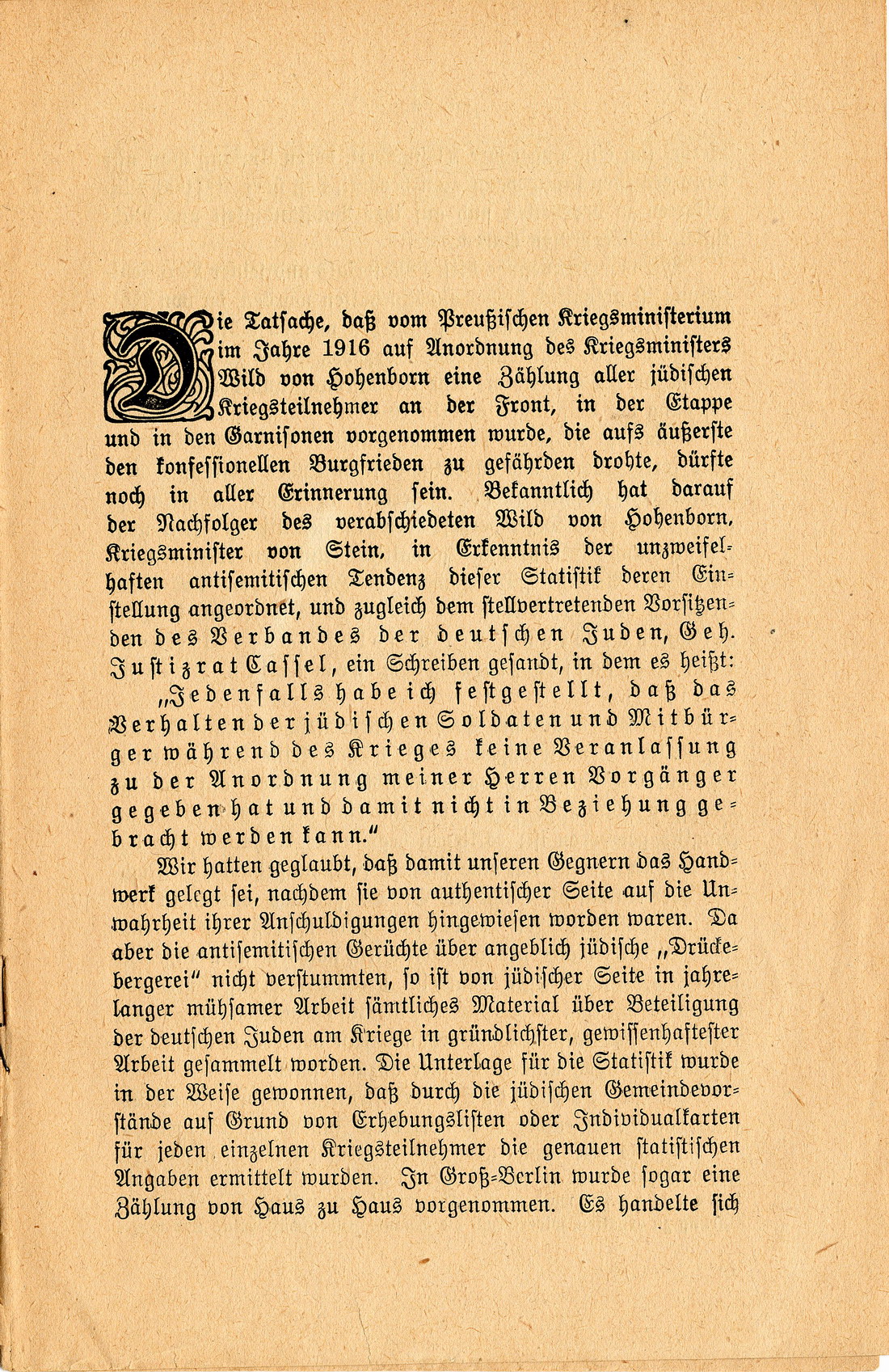 "Die Juden im Heer" von Walter Leiser aus dem Jahre 1919