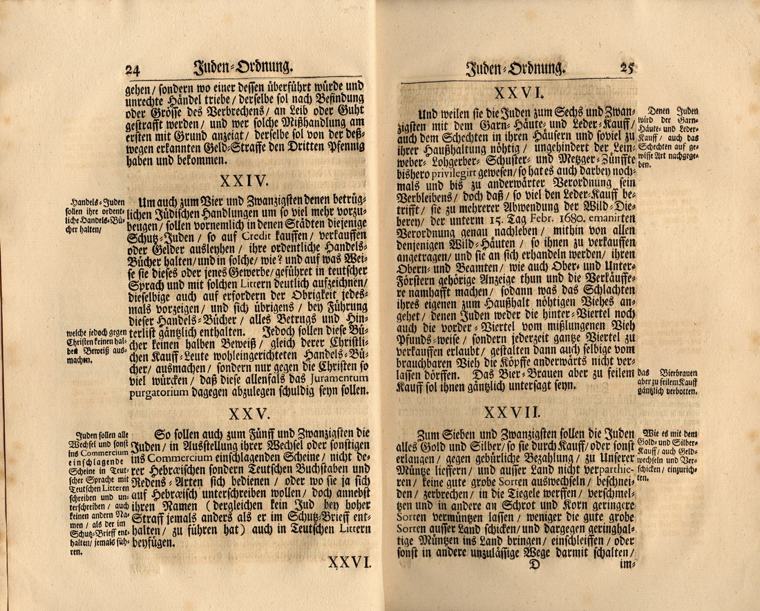 Judenordnung aus dem Jahr 1739, erlassen durch Friedrich, König von Schweden und Landgraf zu Hessen-Kassel