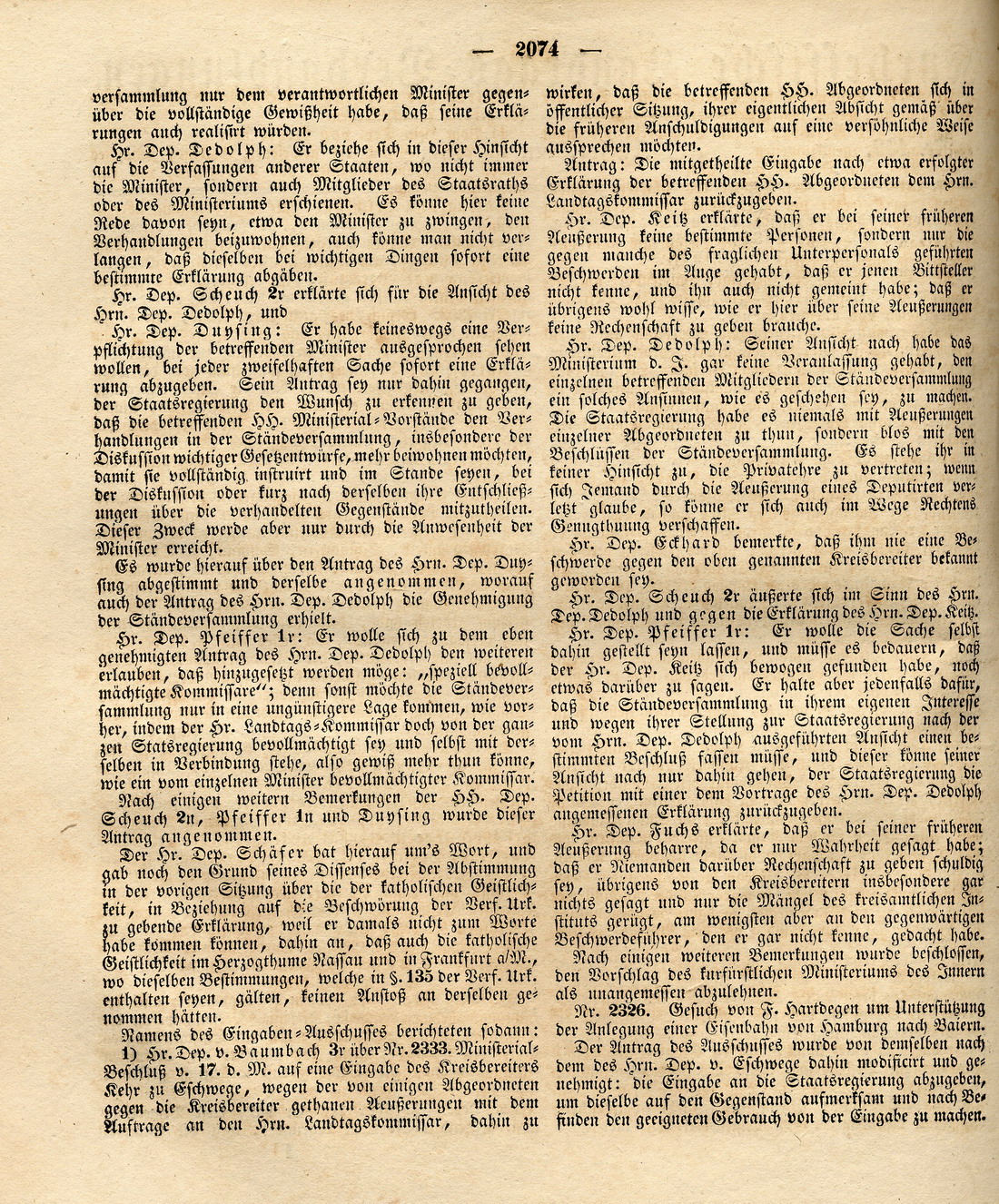 Verhandlungen des kurhessischen Landtags am 29. Mai 1832 über den Entwurf eines "Gesetzes zur gleichförmigen Ordnung der besonderen Verhältnisse der Israeliten" [insb. S. 2075ff. bzw. Blatt 3ff.]