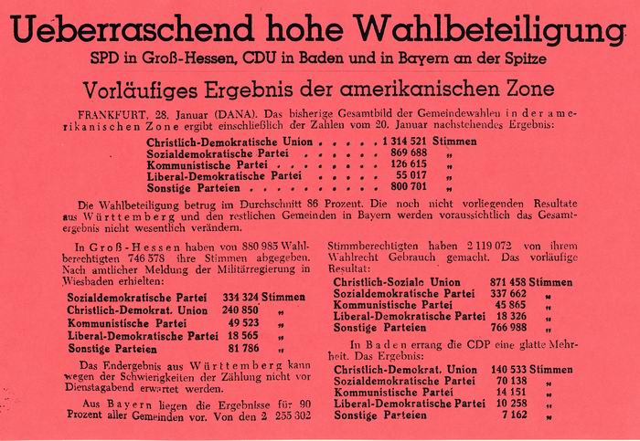 Bild zum Dokument Zeitungsmeldung: Frankfurter Rundschau vom 29. Jan. 1946 über