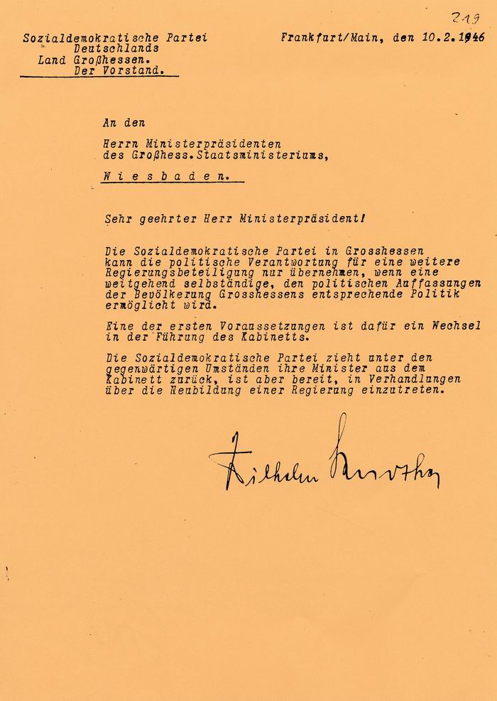 Bild zum Dokument Schreiben des SPD-Vorsitzenden W. Knothe an Ministerpräsident