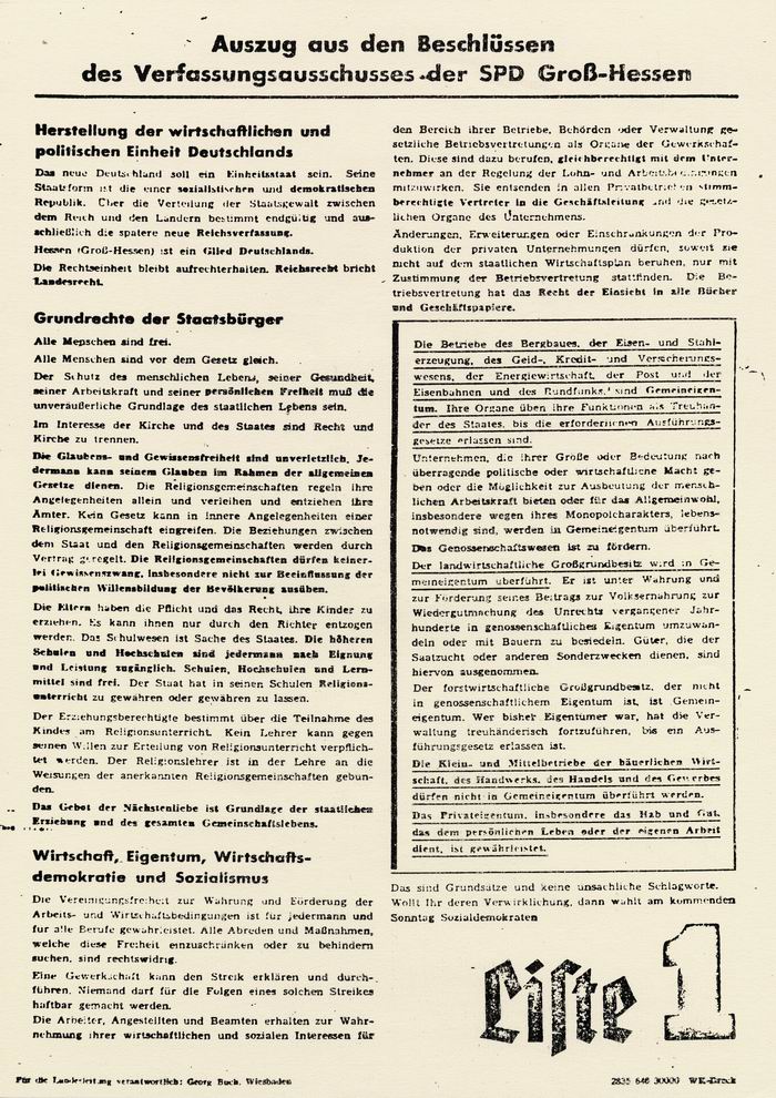Bild zum Dokument Flugblatt: "Auszüge aus den Beschlüssen des Verfassungsausschu