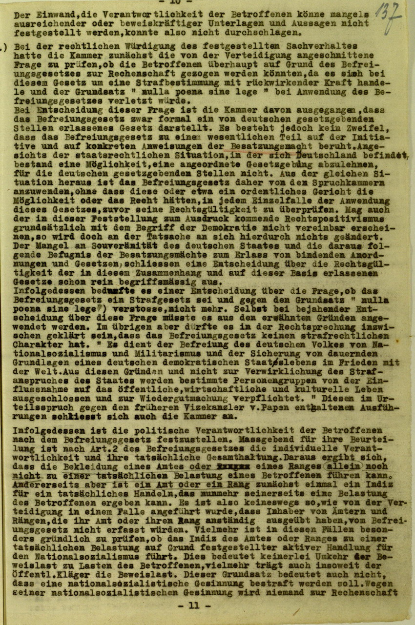 Urteil der Spruchkammer Marburg/L. gegen Walter Biedermann betreffend Beteiligung an der Kirchhainer "Judenaktion" von 1938, 16. Juli 1948 [Dokumentabschnitt 2]