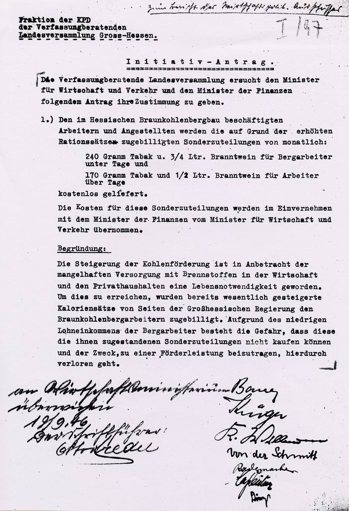 Bild zum Dokument Initiativantrag der KPD-Fraktion der Verfassungsberatenden Lan